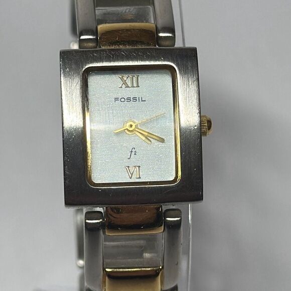 Fossil ES-9246 Ladies Womens Gold Silver Stainless Steel Watch Needs BATTERY - Picture 2 of 10